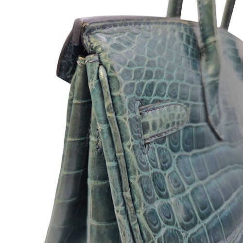 Birkin 30 Blue in Shiny Niloticus Palladium hardware CL2603-20020 13