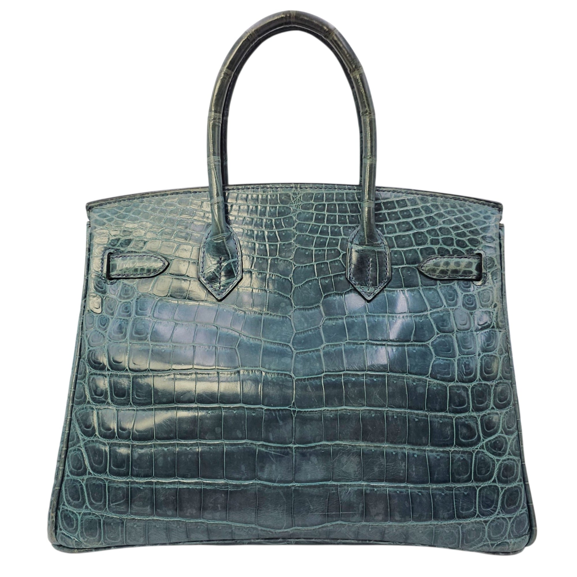 Birkin 30 Blue in Shiny Niloticus Palladium hardware CL2603-20020 2