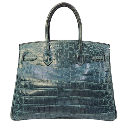 Birkin 30 Blue in Shiny Niloticus Palladium hardware CL2603-20020 2
