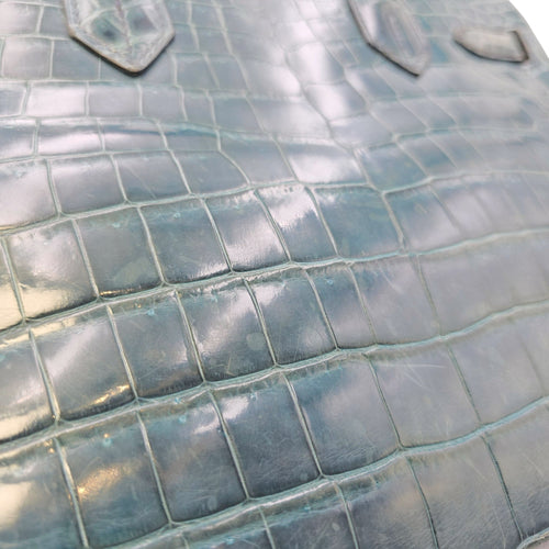 Birkin 30 Blue in Shiny Niloticus Palladium hardware CL2603-20020 20