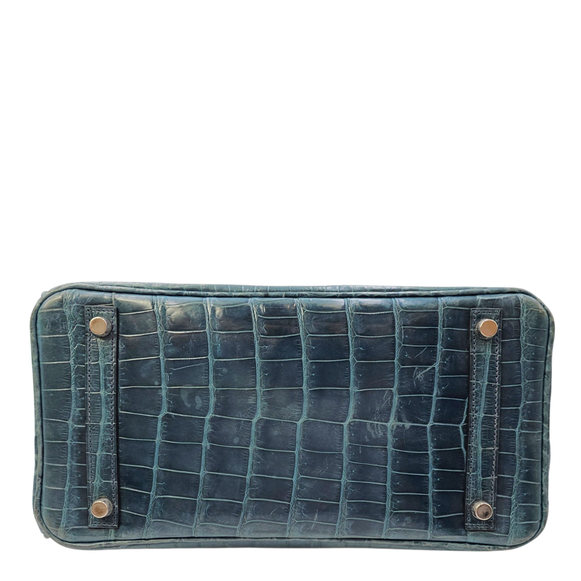 Birkin 30 Blue in Shiny Niloticus Palladium hardware CL2603-20020 5