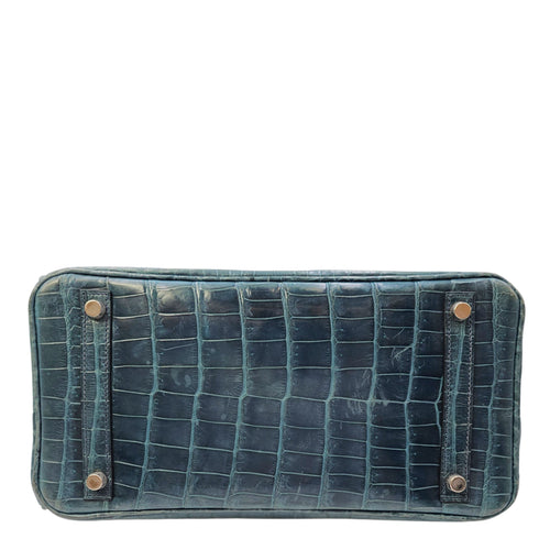 Birkin 30 Blue in Shiny Niloticus Palladium hardware CL2603-20020 5