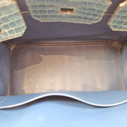 Birkin 30 Blue in Shiny Niloticus Palladium hardware CL2603-20020 6