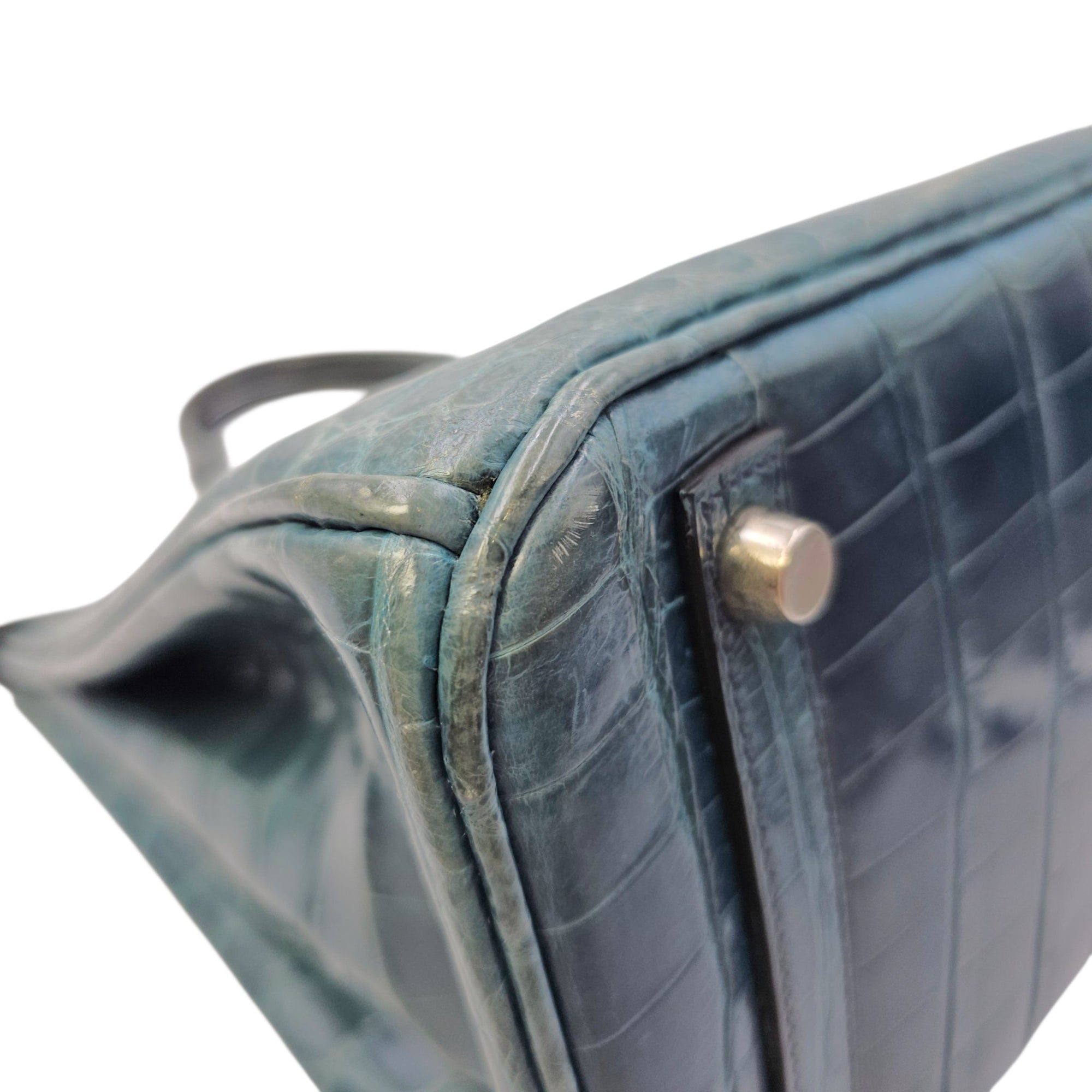 Birkin 30 Blue in Shiny Niloticus Palladium hardware CL2603-20020 7