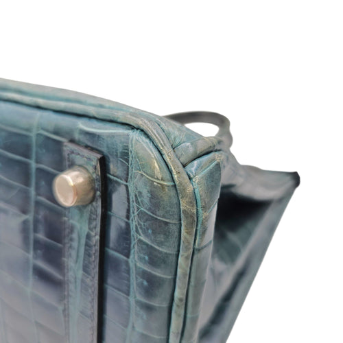 Birkin 30 Blue in Shiny Niloticus Palladium hardware CL2603-20020 8