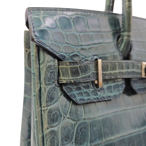 Birkin 30 Blue in Shiny Niloticus Palladium hardware CL2603-20020 9