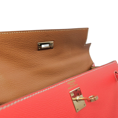 Sellier Kelly 25 Rose jaipur/gold in Epsom Permabrass hardware