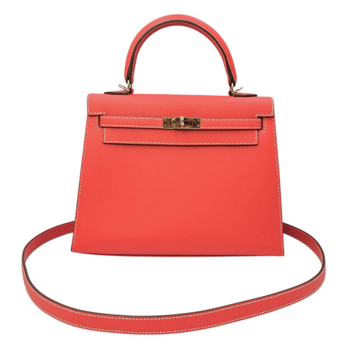 Sellier Kelly 25 Rose jaipur/gold in Epsom Permabrass hardware