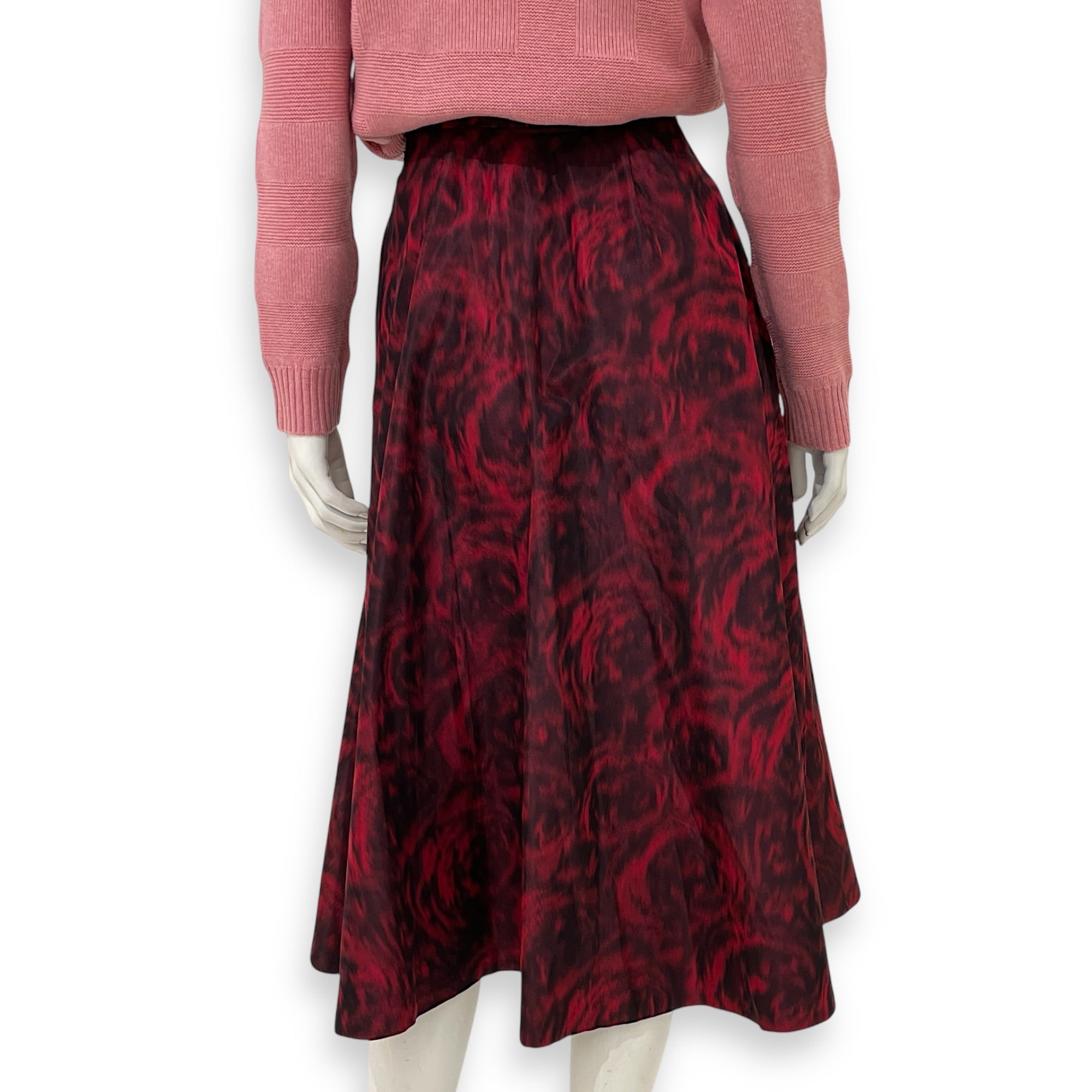 Fall 2021 Blurred Rose Skirt 34 Red Ready-To-Wear in Silk CL2603-20049 2