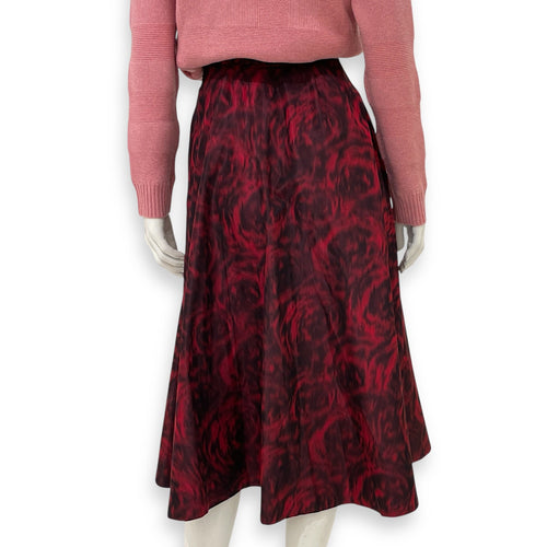 Fall 2021 Blurred Rose Skirt 34 Red Ready-To-Wear in Silk CL2603-20049 2