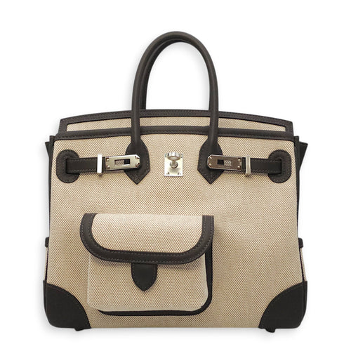 Cargo Birkin 25 Bai Brun/Ecru-Beige in Swift/Toile H Palladium hardware CL2603-20076 1