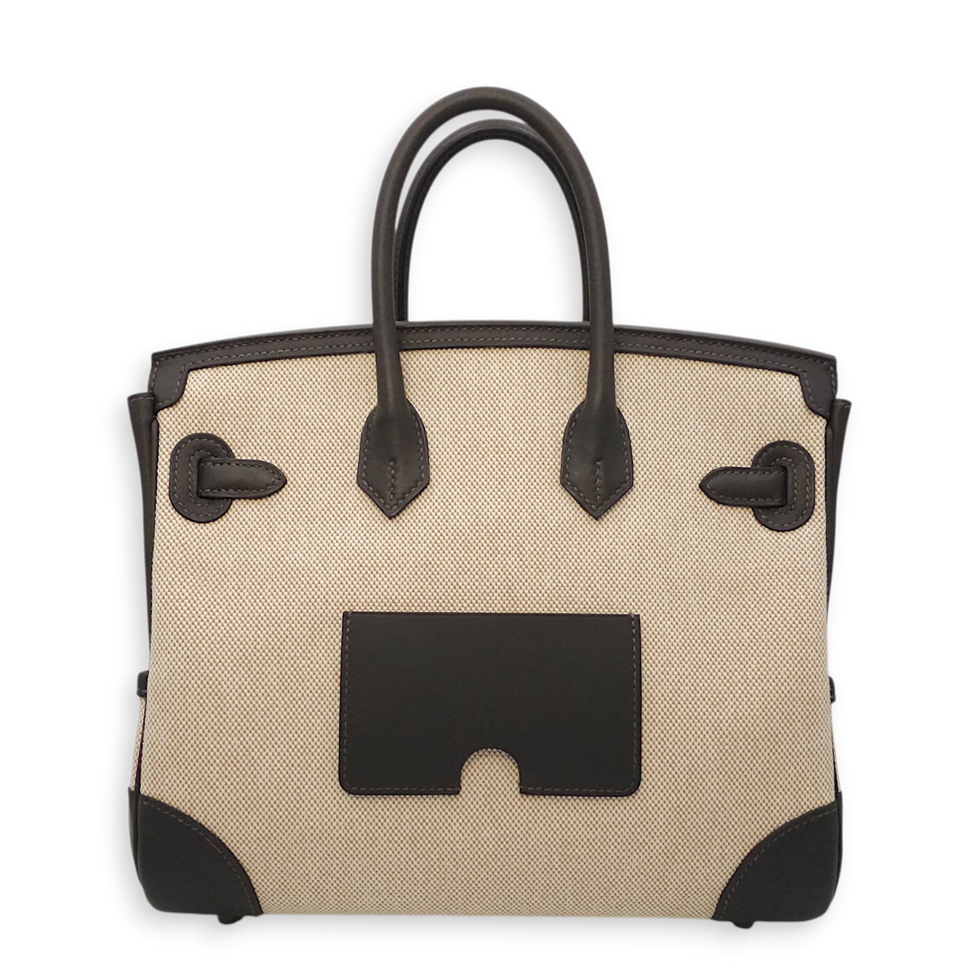 Cargo Birkin 25 Bai Brun/Ecru-Beige in Swift/Toile H Palladium hardware CL2603-20076 2