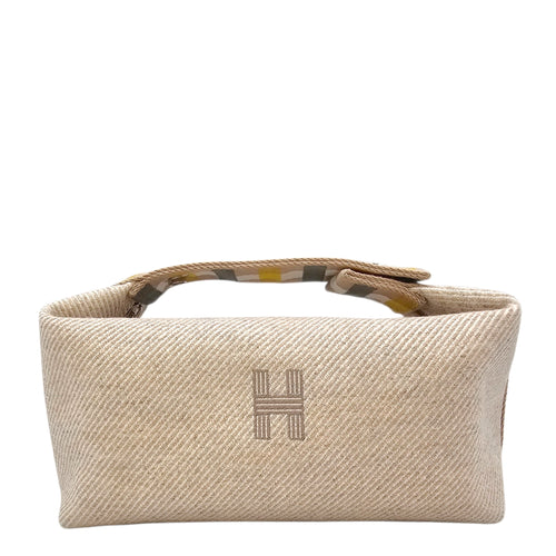 Bride a Brac Au Carre PM Jaune/Naturel Toiletries Case  in Toile