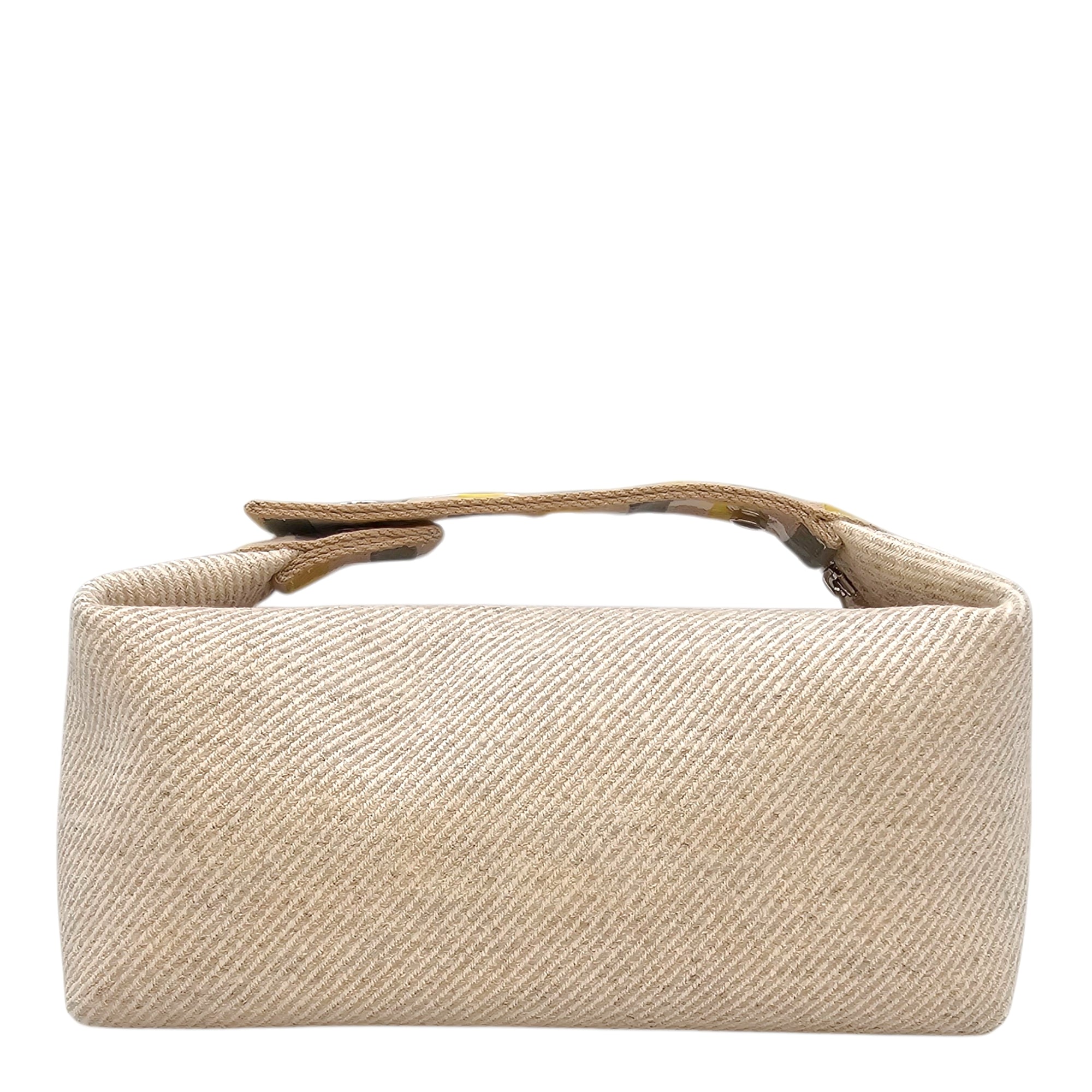 Bride a Brac Au Carre PM Jaune/Naturel Toiletries Case  in Toile