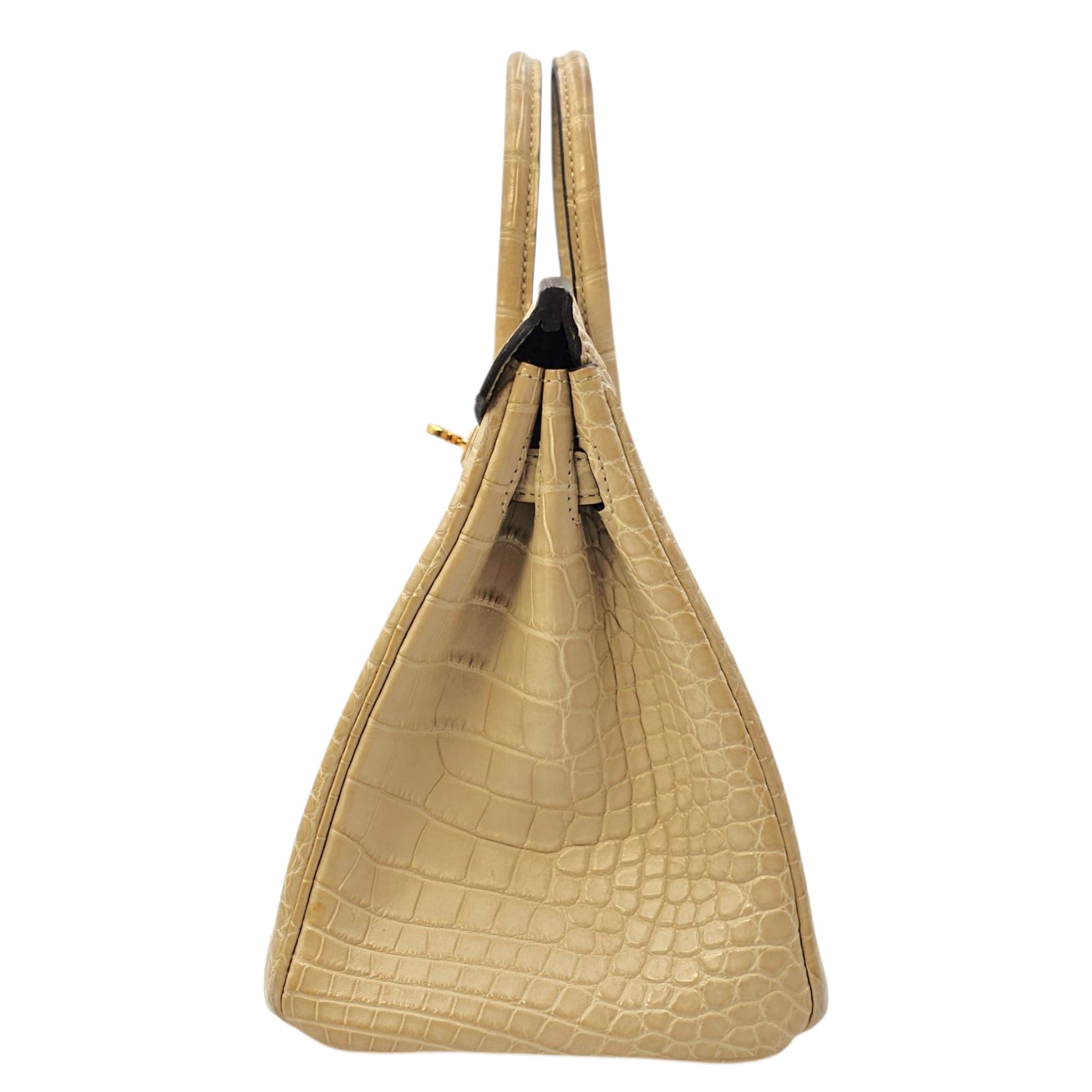 Birkin 25 Trench in Matte Alligator Gold hardware CL2603-20085 4