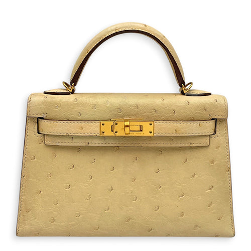 Sellier Kelly 20 Nata in Ostrich Gold hardware CL2603-20086 1