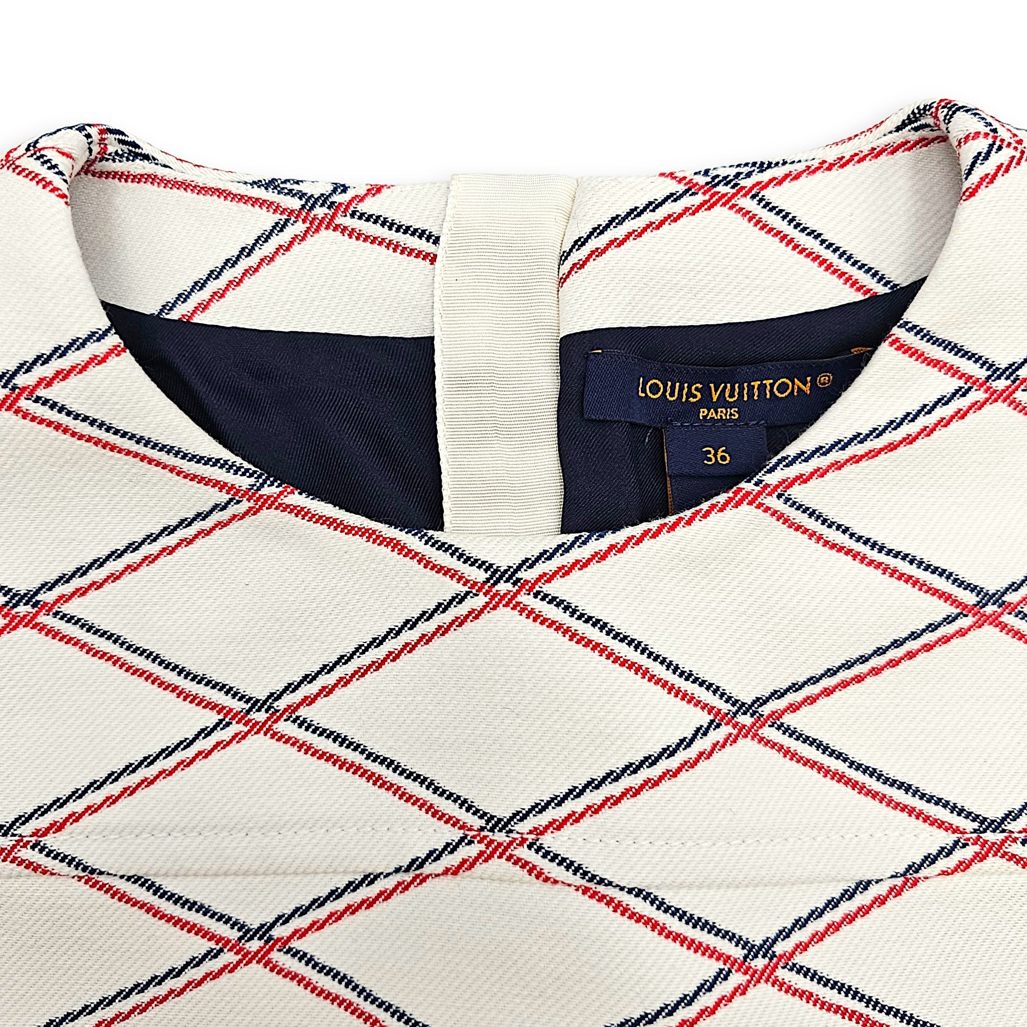 LV Tricolour Mallletage Martingale Dress 36 White  Ready-To-Wear in Cotton CL2603-20092 3