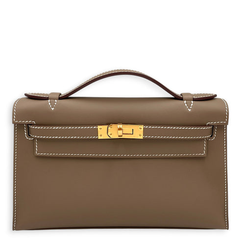 Kelly Pochette Etoupe in Swift Gold hardware