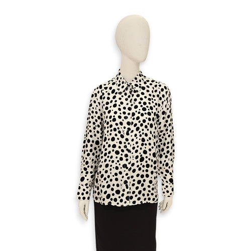 LV x YK Silk Infinity Dots Blouse Size 38 White Ready-To-Wear