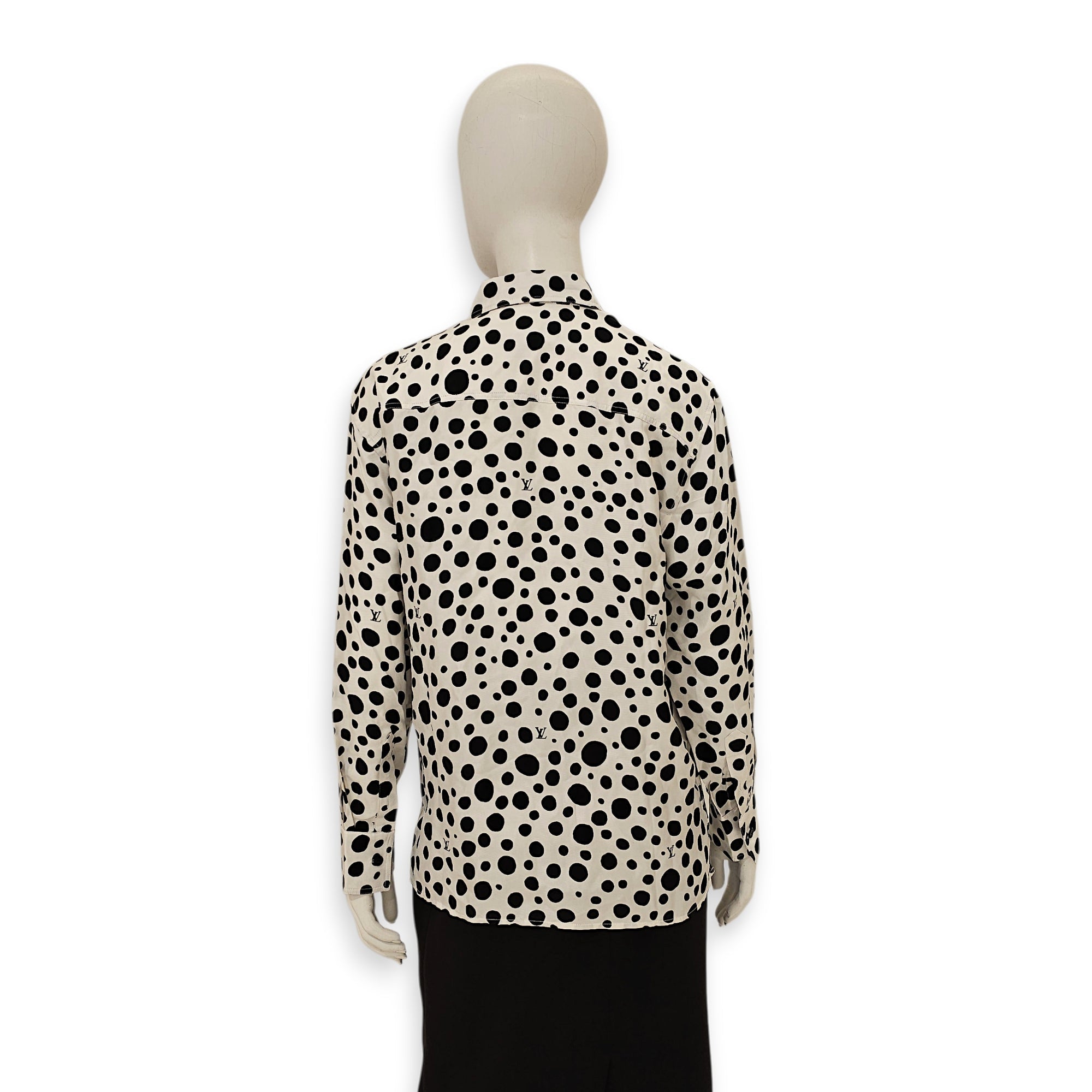 LV x YK Infinity Dots Blouse 38 White Ready-To-Wear in Silk CL2603-20100 2