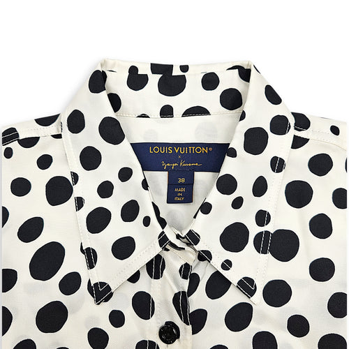 LV x YK Silk Infinity Dots Blouse Size 38 White Ready-To-Wear