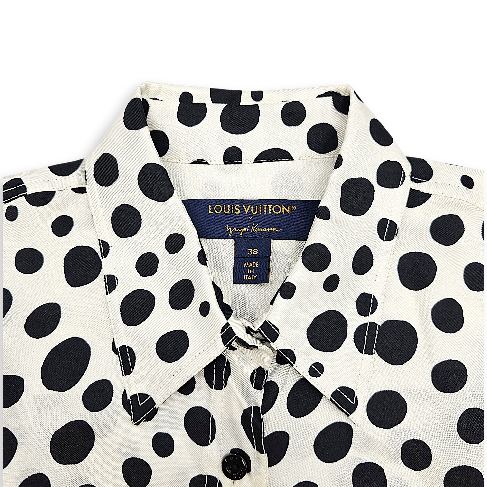 LV x YK Infinity Dots Blouse 38 White Ready-To-Wear in Silk CL2603-20100 3