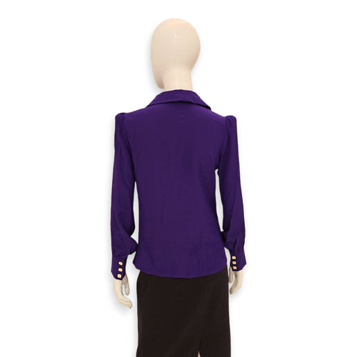 Puffy-Sleeved Blouse 38 Purple Ready-To-Wear in Silk CL2603-20108 2