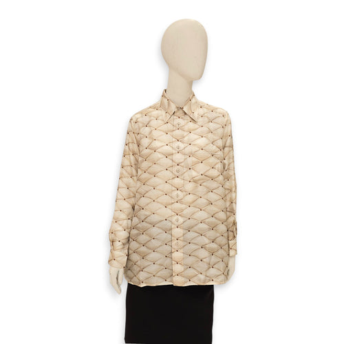 3D Malletage Printed Shirt 36 Cream Ready-To-Wear in Silk CL2603-20116 1