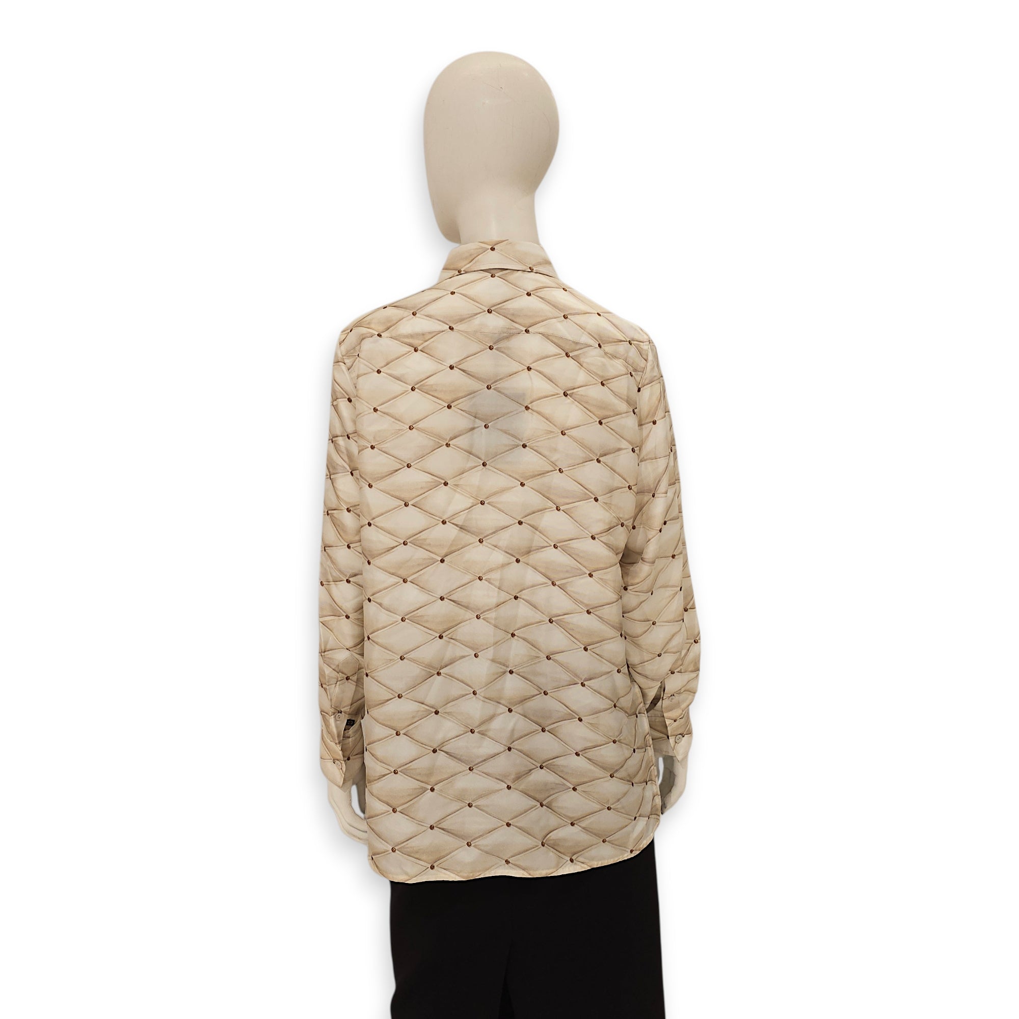 3D Malletage Printed Shirt 36 Cream Ready-To-Wear in Silk CL2603-20116 2