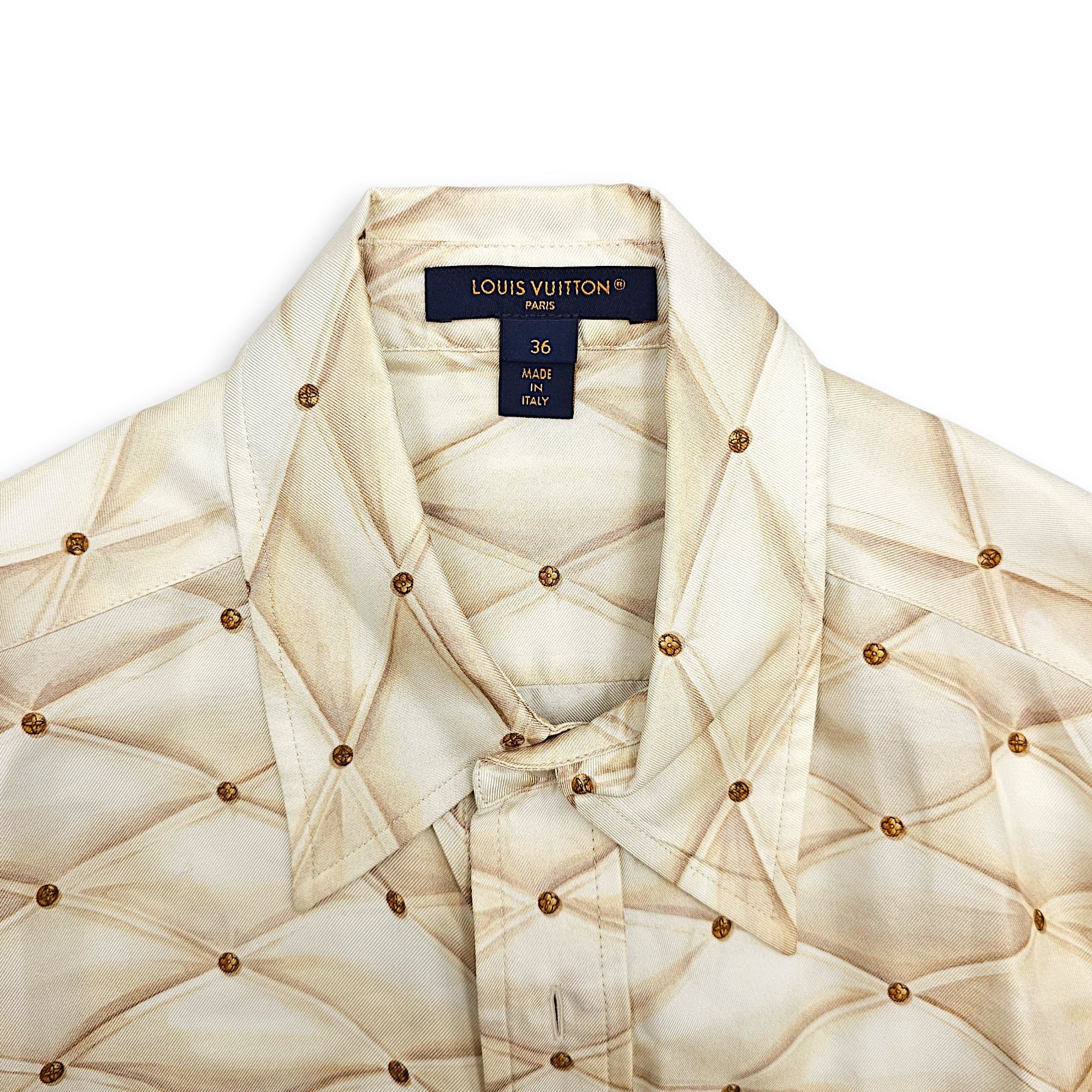 3D Malletage Printed Shirt 36 Cream Ready-To-Wear in Silk CL2603-20116 3