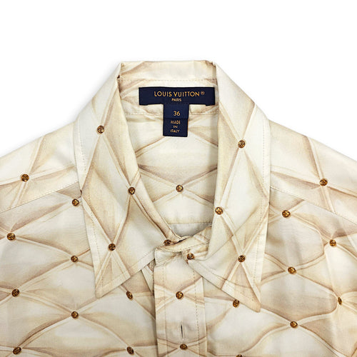 3D Malletage Printed Shirt 36 Cream Ready-To-Wear in Silk CL2603-20116 3