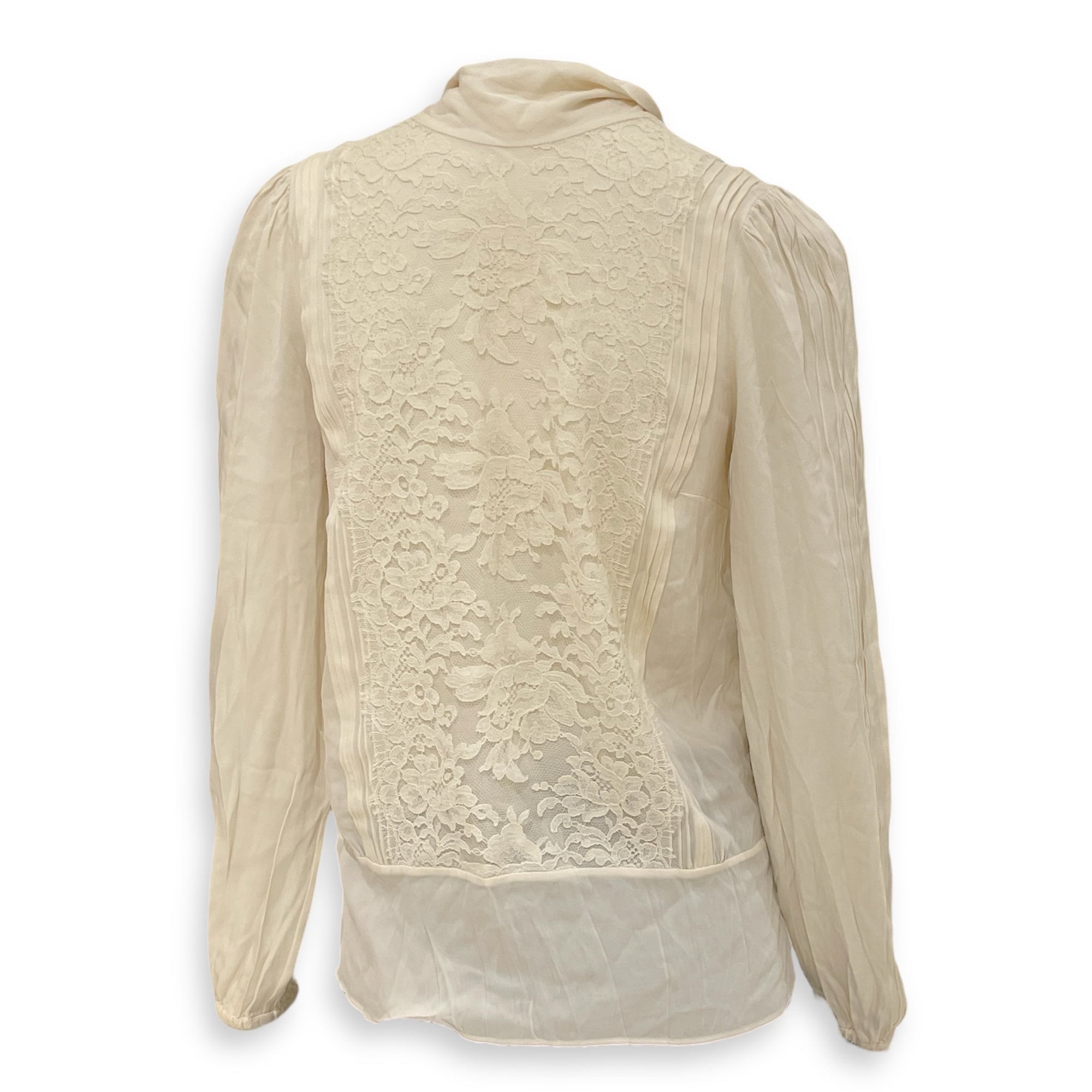Blouse with Crystals Buttons 38 Cream Ready-To-Wear in Silk CL2603-20123 2