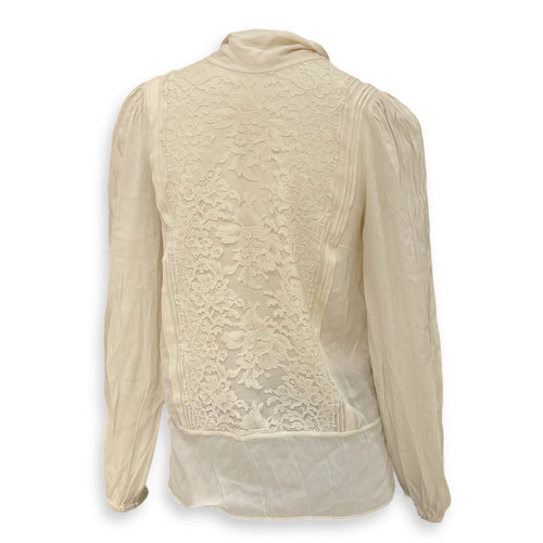 Blouse with Crystals Buttons 38 Cream Ready-To-Wear in Silk CL2603-20123 2