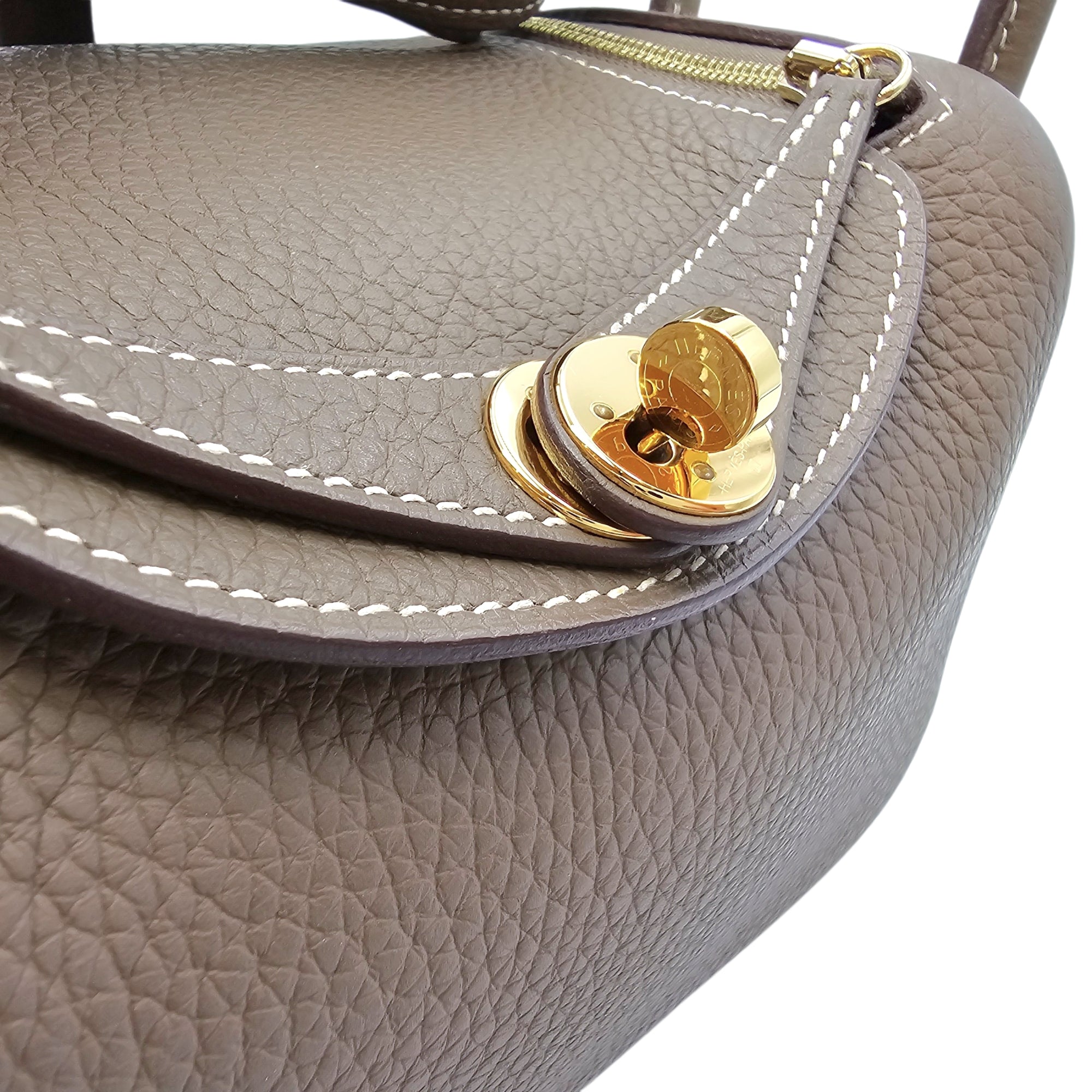 Lindy Mini Etoupe in Clemence Gold hardware