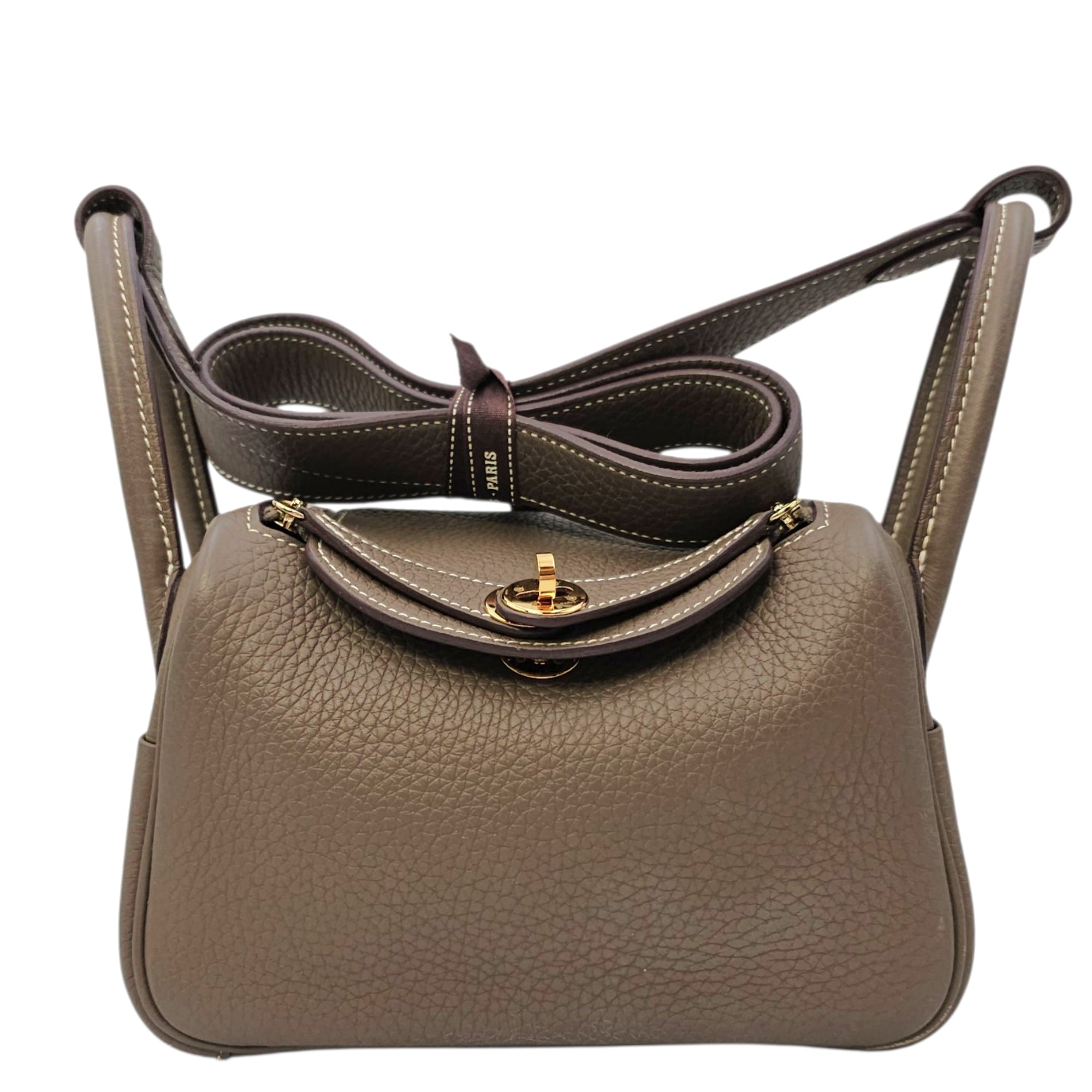 Lindy Mini Etoupe in Clemence Gold hardware