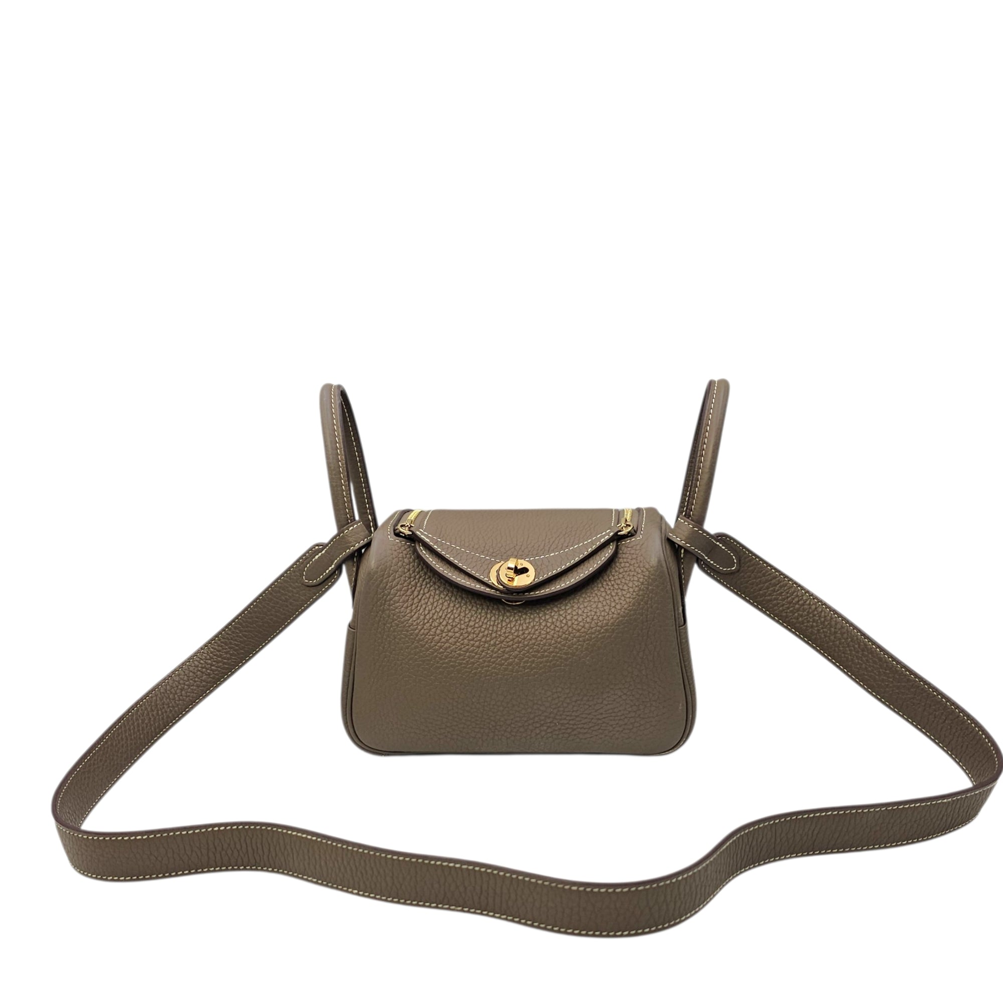 Lindy Mini Etoupe in Clemence Gold hardware