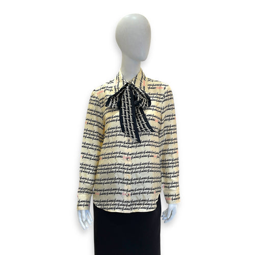 Printed Long-Sleeved Shirt 40 Beige Ready-To-Wear in Silk CL2603-20133 1