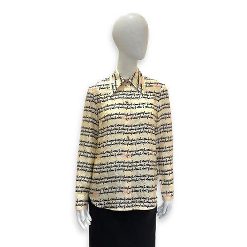 Printed Long-Sleeved Shirt 40 Beige Ready-To-Wear in Silk CL2603-20133 2