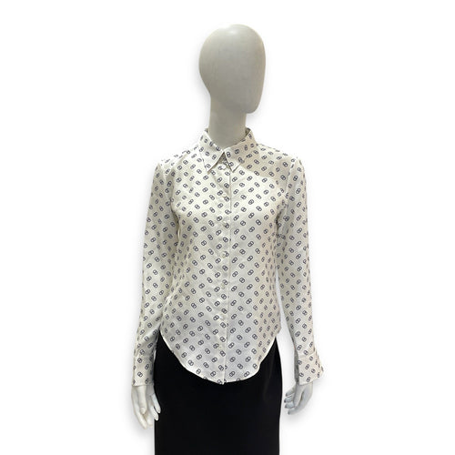 Monogram Long-Sleeved Shirt 34 White Ready-To-Wear in Silk CL2603-20134 1