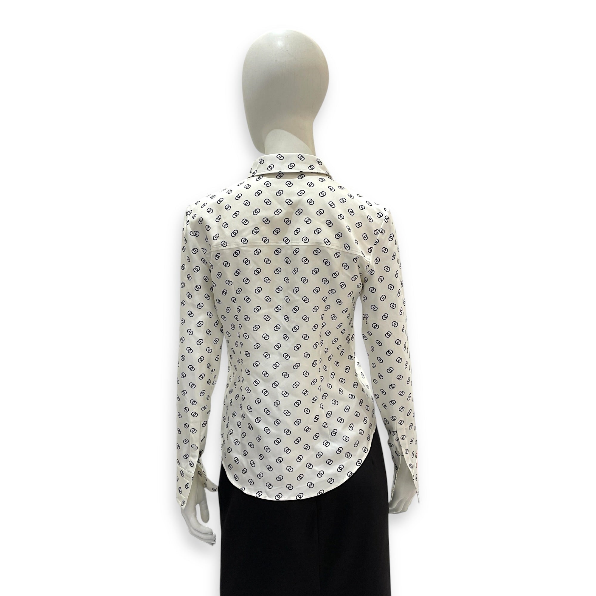 Monogram Long-Sleeved Shirt 34 White Ready-To-Wear in Silk CL2603-20134 2