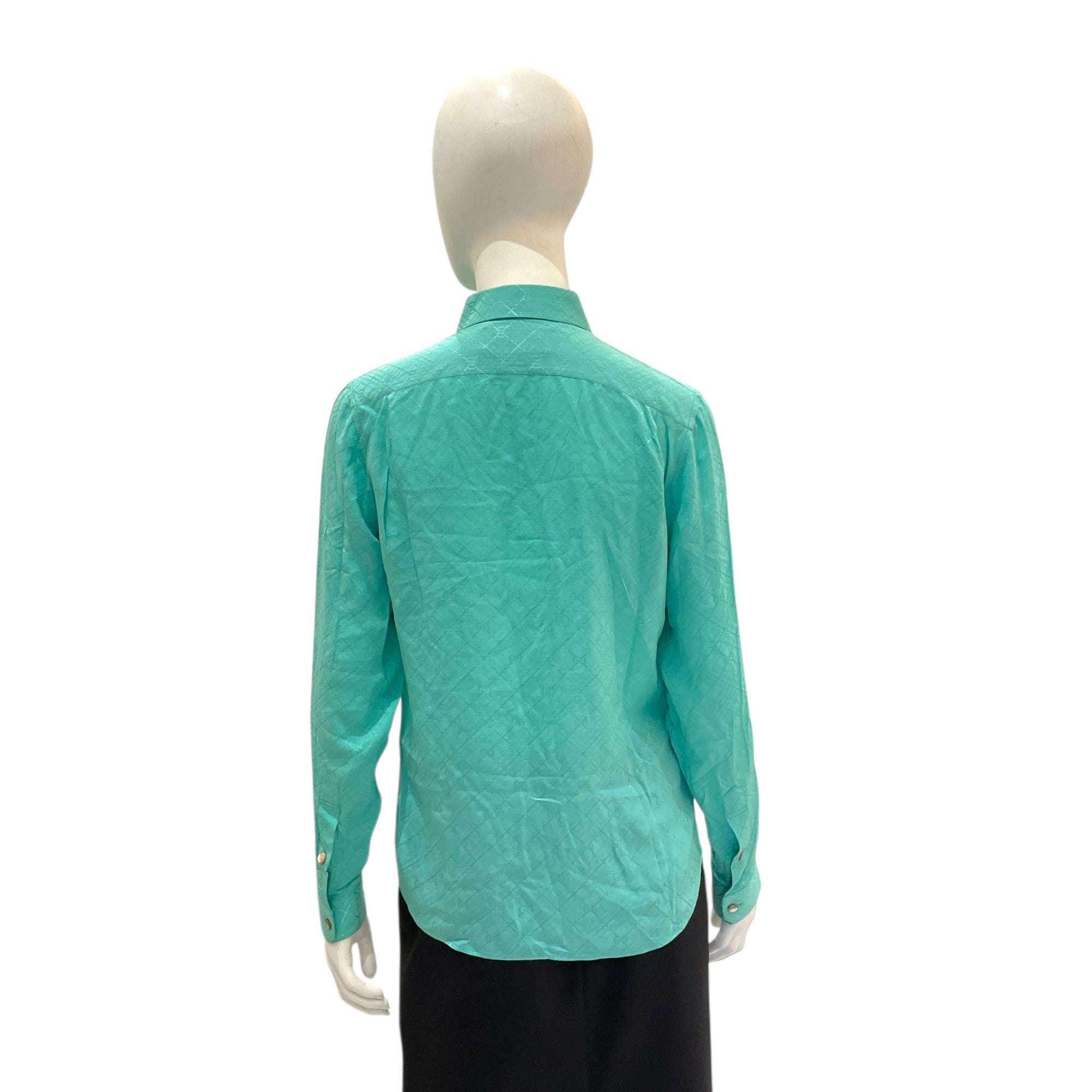 GG Logo Shirt 36 Mint Green Ready-To-Wear in Silk CL2603-20135 2