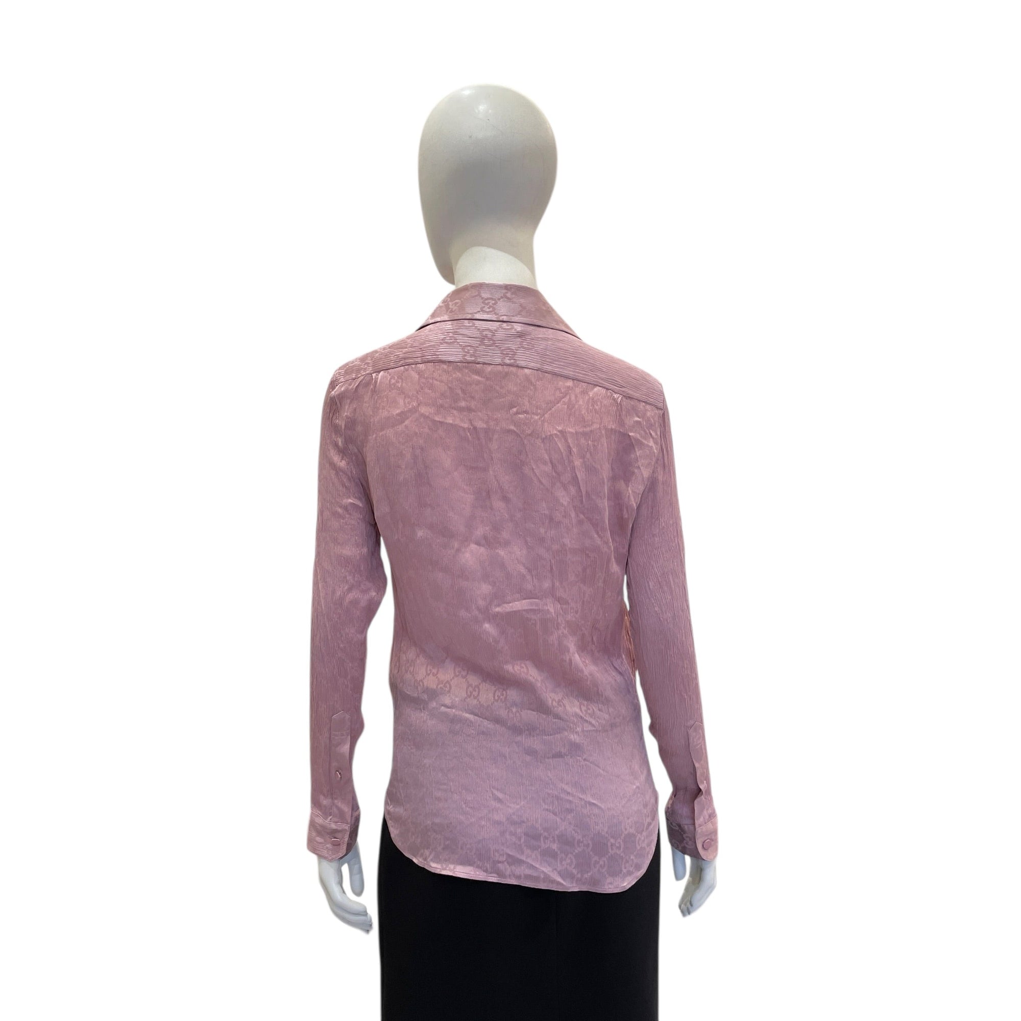 GG Logo Long-Sleeved Shirt 38 Lilac Ready-To-Wear in Silk CL2603-20143 2