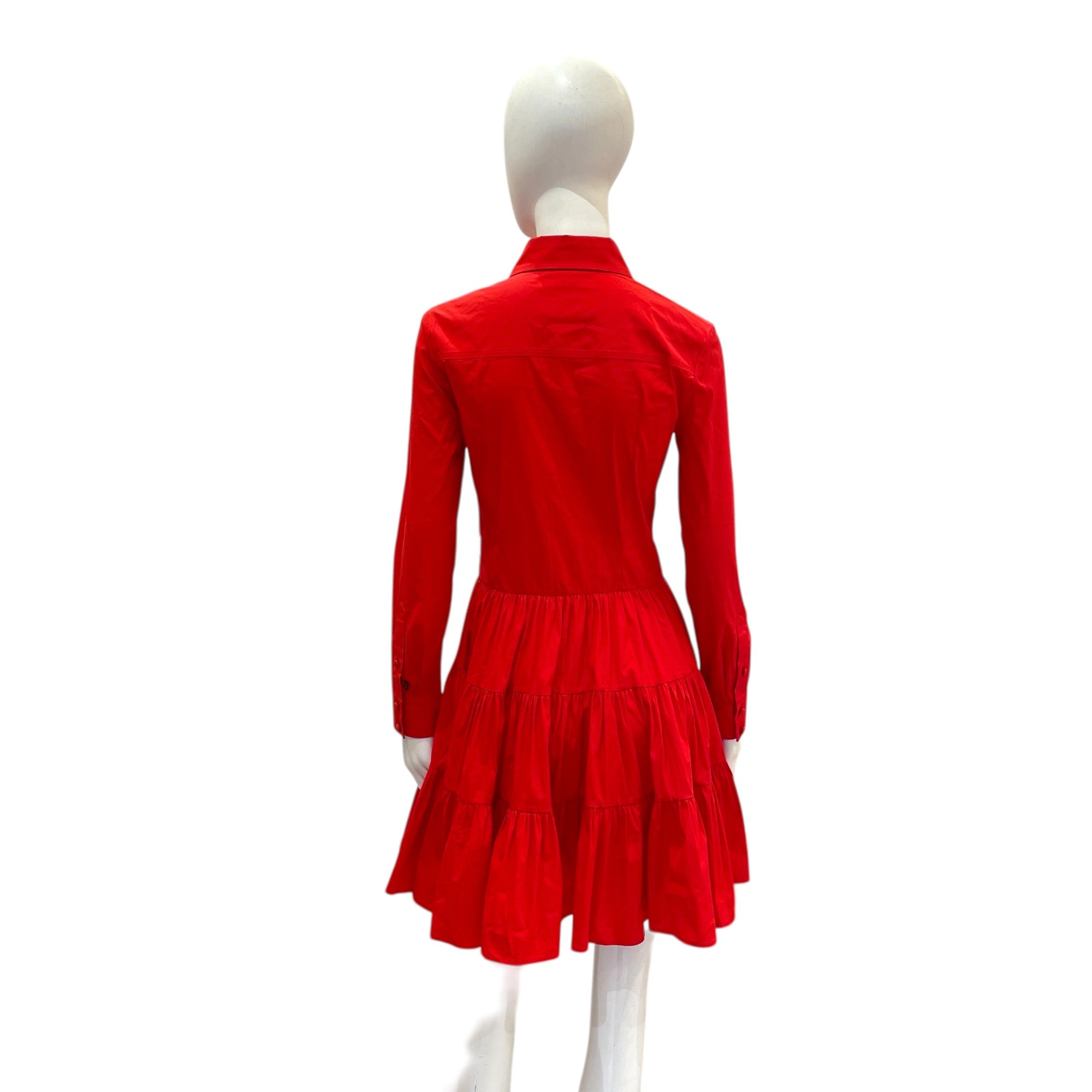Poplin Mini Shirt Dress 34 Red Ready-To-Wear in Cotton CL2603-20145 2