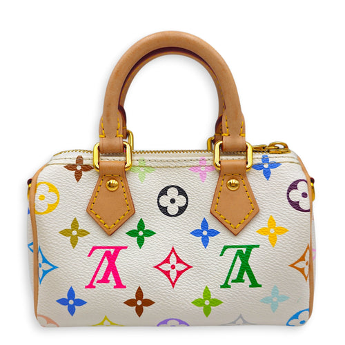 LV x TM Speedy Nano White Crossbody Bag in Monogram Coated Canvas Gold hardware CL2603-20168 2