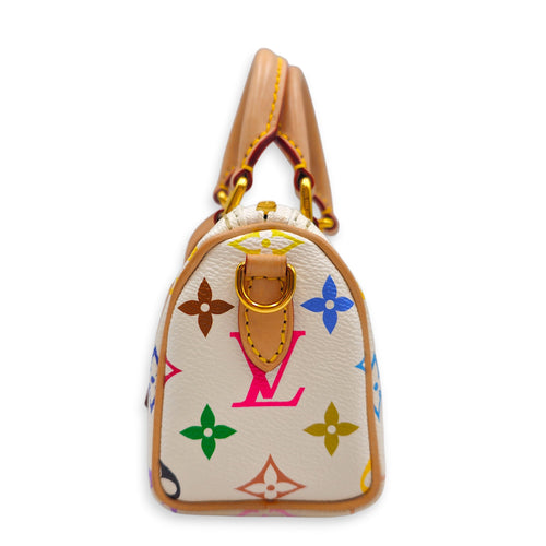 LV x TM Speedy Nano White Crossbody Bag in Monogram Coated Canvas Gold hardware CL2603-20168 3