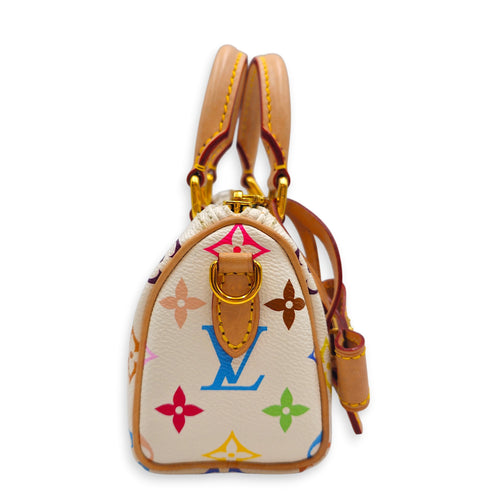 LV x TM Speedy Nano White Crossbody Bag in Monogram Coated Canvas Gold hardware CL2603-20168 4