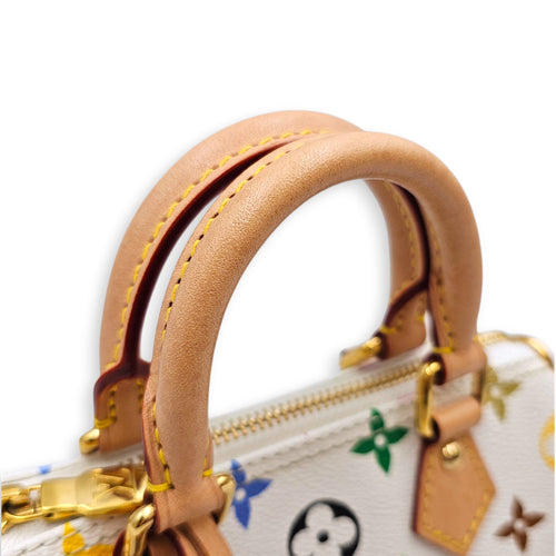 LV x TM Speedy Nano White Crossbody Bag in Monogram Coated Canvas Gold hardware CL2603-20168 9