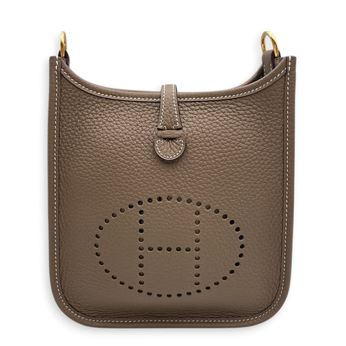 Evelyne Mini Etoupe in Clemence Gold hardware