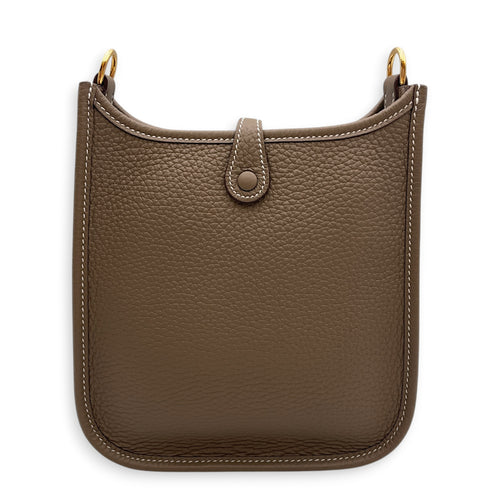 Evelyne Mini Etoupe in Clemence Gold hardware