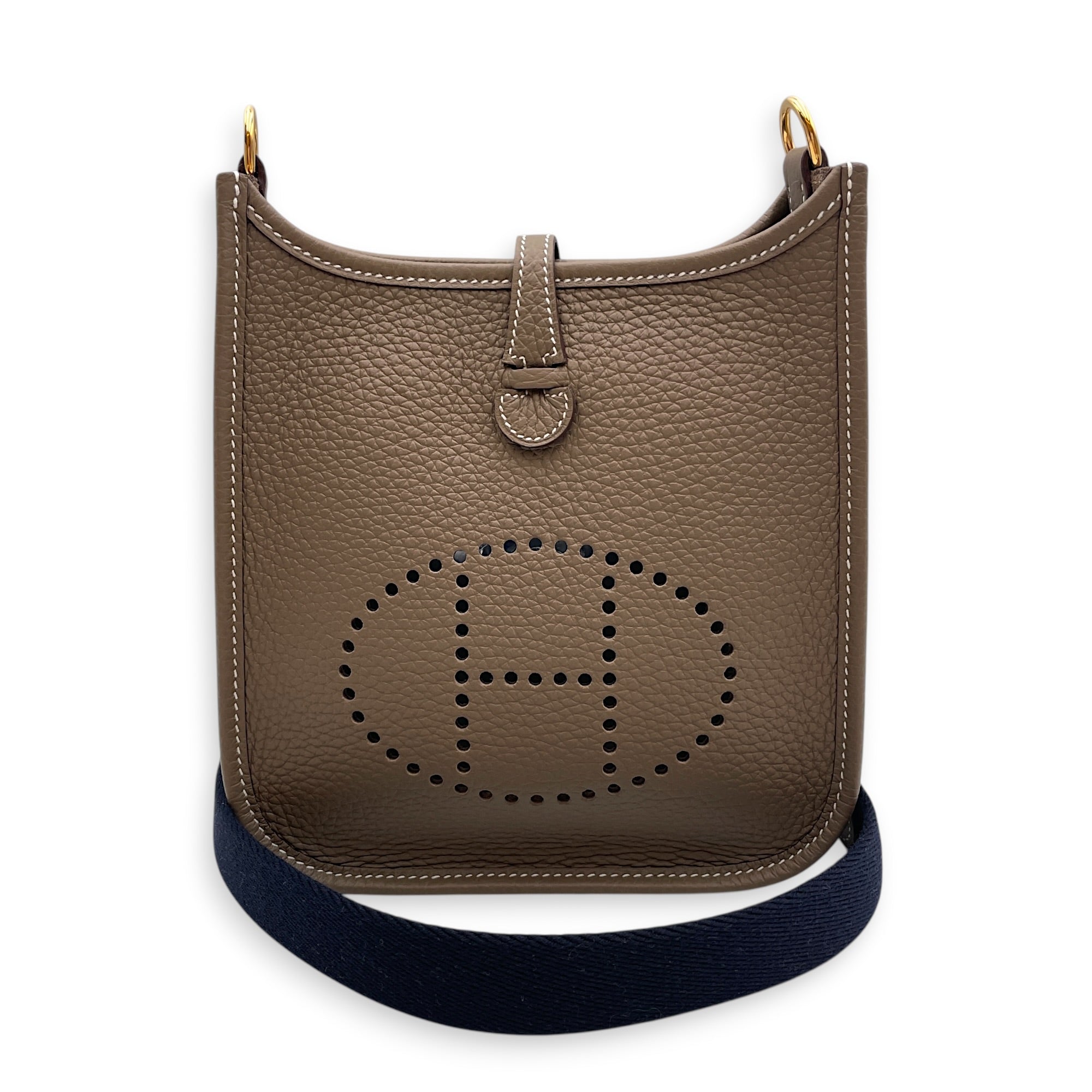Evelyne Mini Etoupe in Clemence Gold hardware
